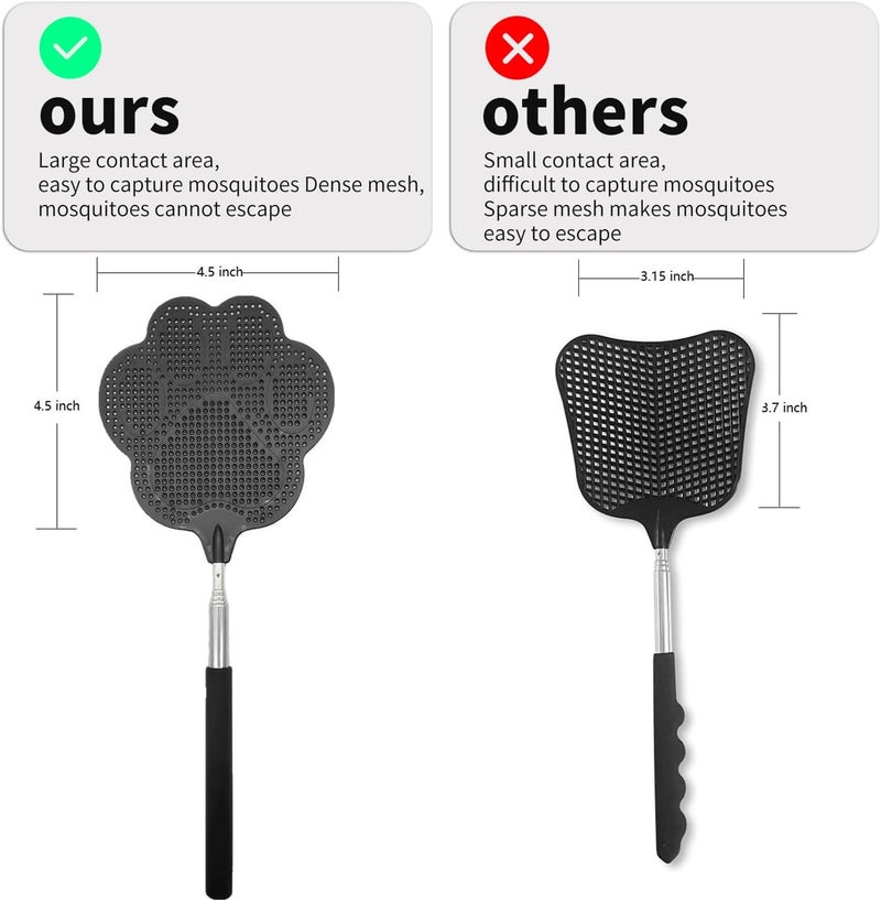 redtrout Fly Swatter, Elescopic Fly Swatters, FlySwatter for Indoors, FlySwatter with Stainless Steel Handle 3PCS - Image 3